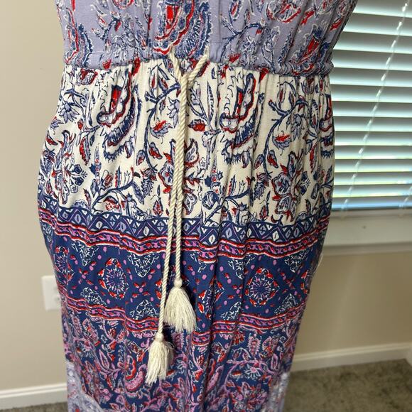 Lucky Brand Size XS Midi Summer Dress Pockets Draw String Sleeveless - Picture 11 of 13